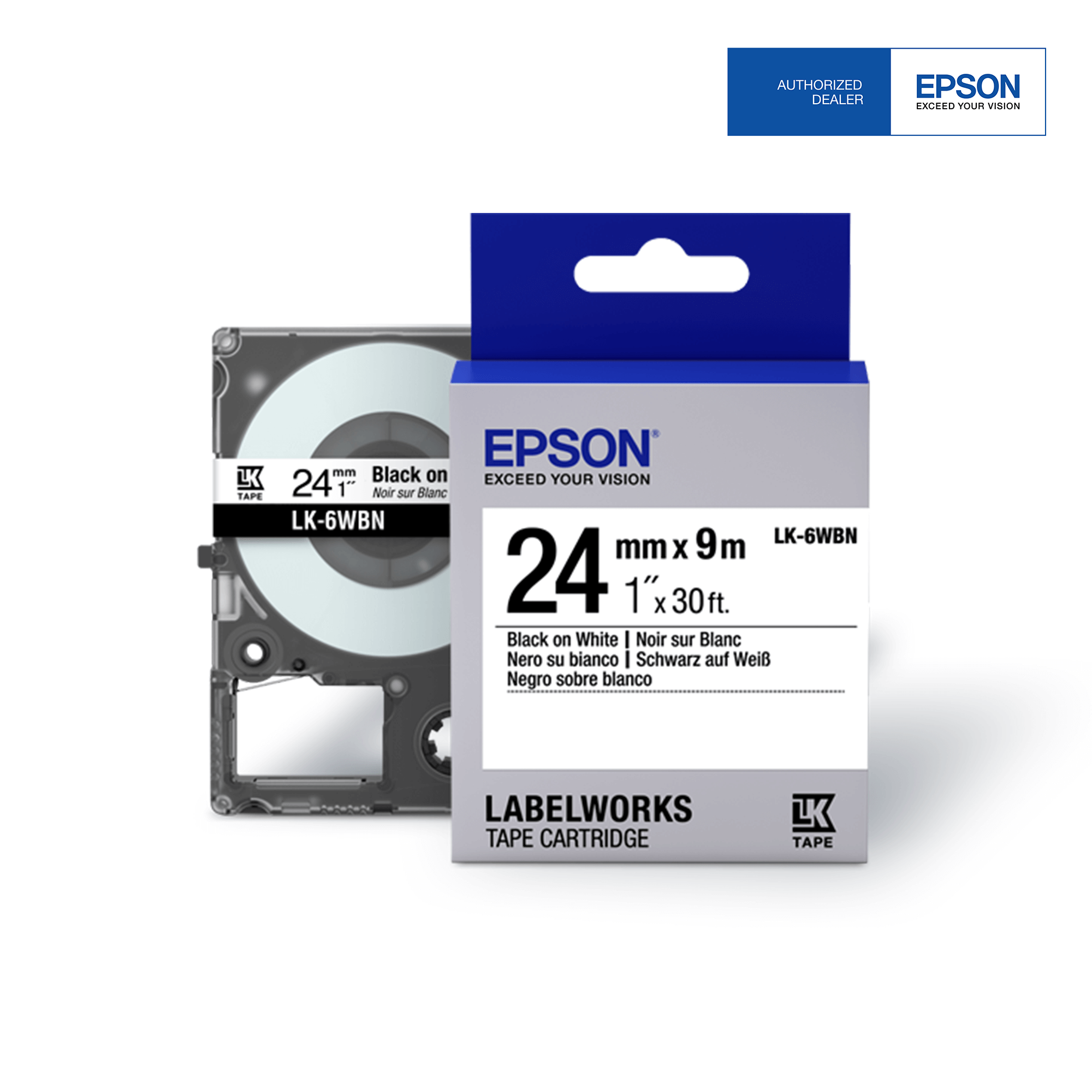 Epson labeler Tape 24mm Black on White refill