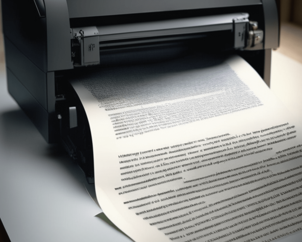 printer printing a paper full of texts
